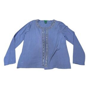 Emerald Isle Women’s Blue Jewels Tank Top + Long Sleeved Cover Size Medium Set